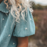 Slub Denim | Puff Sleeve Shirt | Light Blue