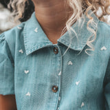 Slub Denim | Puff Sleeve Shirt | Light Blue