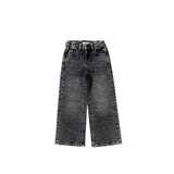 Stretch Denim | Wide Leg Glitter Jeans | Acid Grey