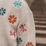 Embroidered Flowers | Sweater | Oyster Gray