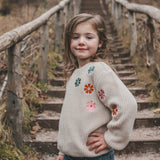 Embroidered Flowers | Sweater | Oyster Gray
