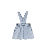 Stretch Denim | Scallop Salopette Dress | Sky Blue