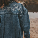 Ethnic Flower | Denim Jacket | Medium Blue