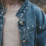 Ethnic Flower | Denim Jacket | Medium Blue