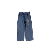 Enthic Flower | Wide Leg Jeans | Medium Blue