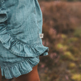 Slub Denim | Ruffle Shorts | Medium Blue