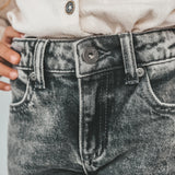 Stretch Denim | Wide Leg Glitter Jeans | Acid Grey