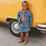 Stretch Denim | Ruffle Jacket | Faint Blue