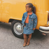 Stretch Denim | Ruffle Jacket | Faint Blue