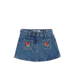 Stretch Denim | Pocket Skirt | Faint Blue