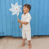 Stamped Palms | Bermuda Shorts | White Swan