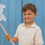 Stamped Palms | Casual Polo | White Swan