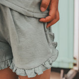 Textured Jersey | Ruffle Shorts | Ocean