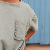 Textured Jersey | Front Tie Shirt | Ocean