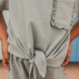 Textured Jersey | Front Tie Shirt | Ocean