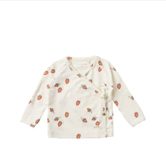 Wrap Cuff Cardigan | Strawberry | Antique White