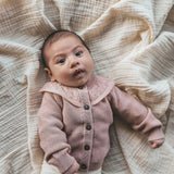 Ruffle Collar Cardigan | Knit | Rugby Tan